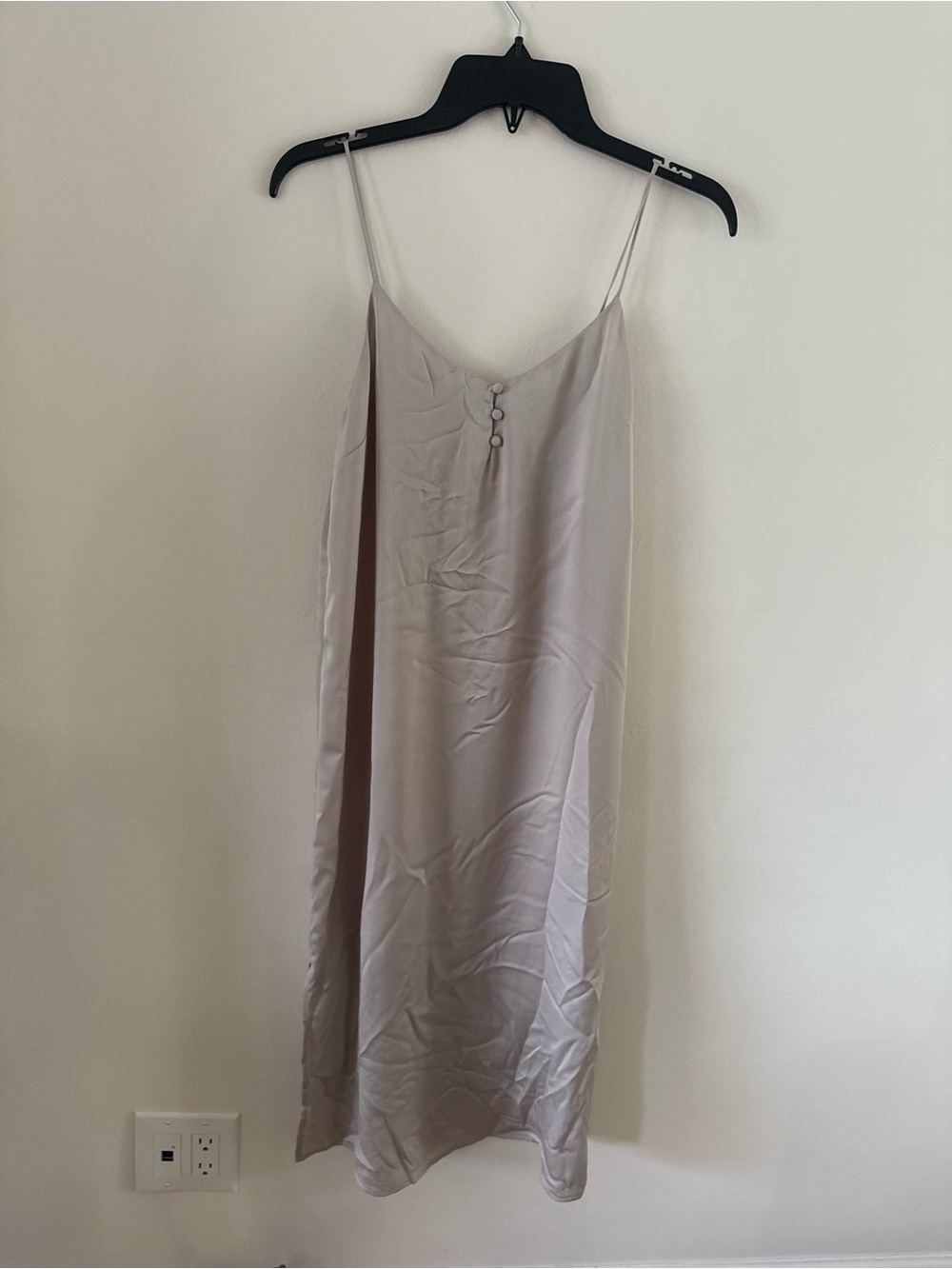 Lush Satin Slip Midi Dress in Light Taupe